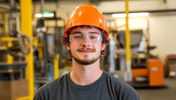 Young male factory worker portrait photo