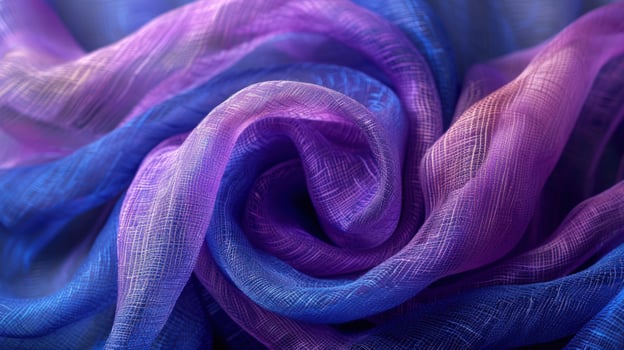 Abstract swirling fabric in blue and purple tones background texture photo