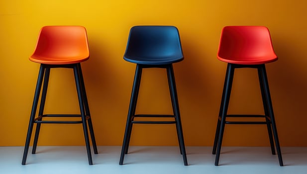 Modern chairs row colorful furniture design minimalist interior photo