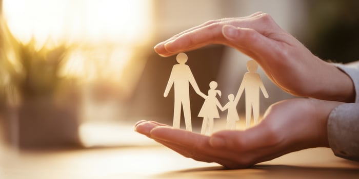 The hands showcasing a protective family symbol against a warm, soft background. photo