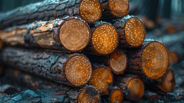 Pile of wood logs timber harvesting forestry photo