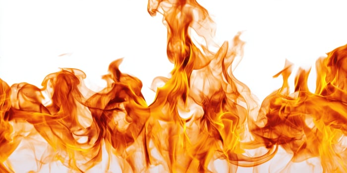 The vibrant flames dancing gracefully against a white background. photo