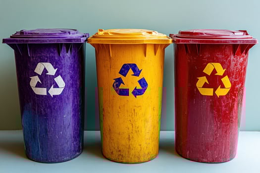 Recycling bins for waste sorting and environmental conservation photo