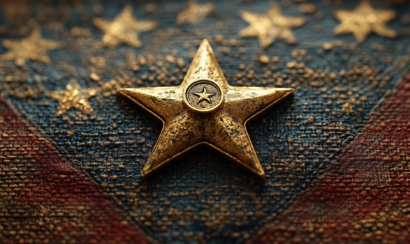 Distressed star texture background with bronze star design photo
