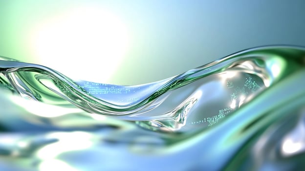 Abstract flowing liquid, digital code, soft background, website banner photo
