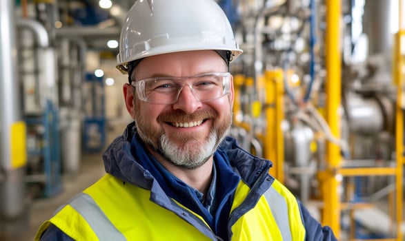 Happy engineer in factory photo