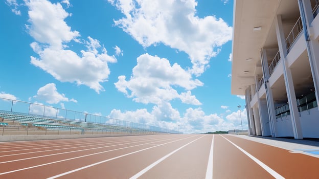 Running track, sunny sky, stadium, athletics photo