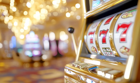 Casino slot machine jackpot win, lights background photo