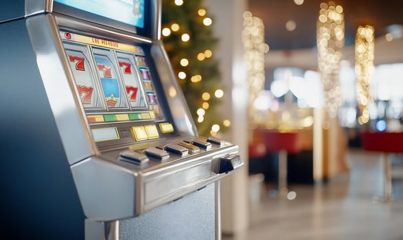 Slot machine casino festive background photo