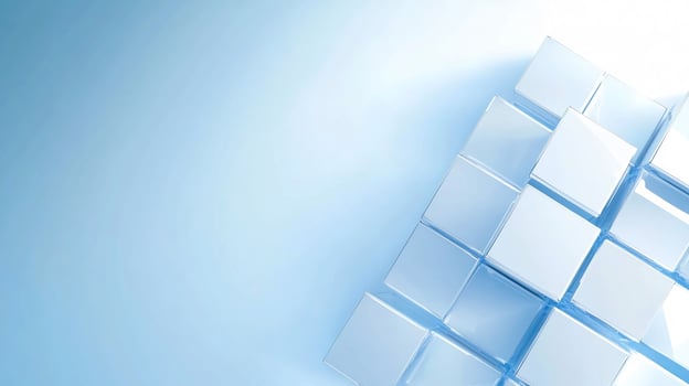 Blue metallic cubes, abstract background, design element photo
