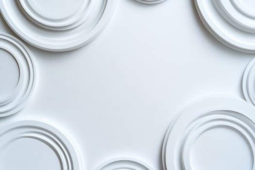 White concentric circles background, design template photo