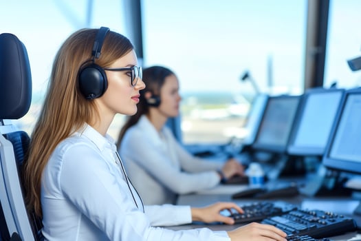 Air traffic controllers working in tower photo