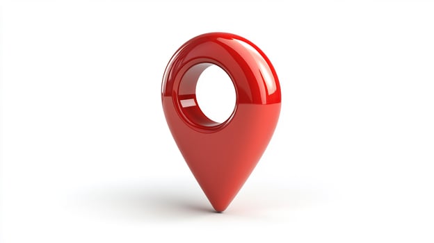 Red map pin location marker, white background, GPS app photo