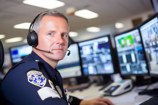 Officer monitoring security office background photo