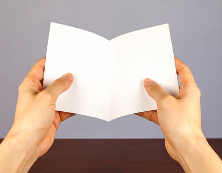 Hands Holding Blank Leaflet photo