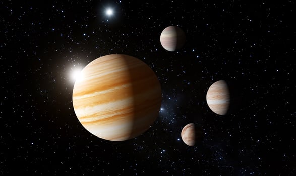Jupiter and Moons, Space, Starry Background, Planetary System, Astronomy photo