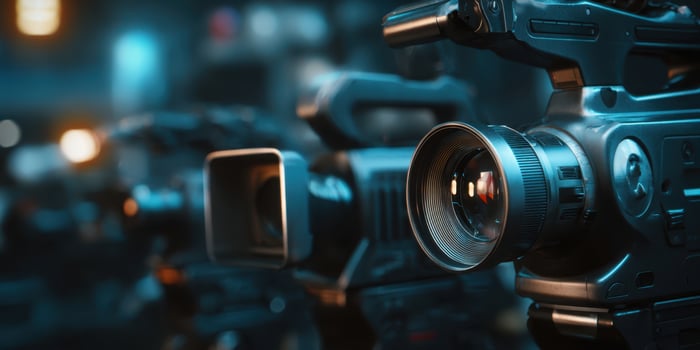 The collection of professional cameras capturing cinematic moments. photo