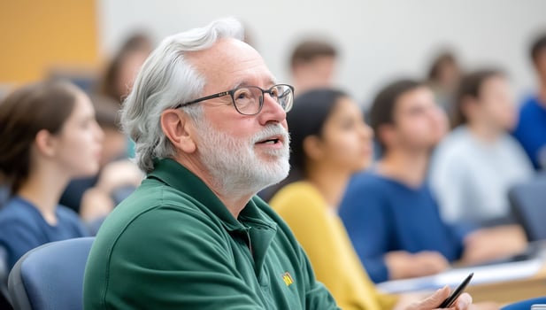 Professor lectures students classroom, education photo
