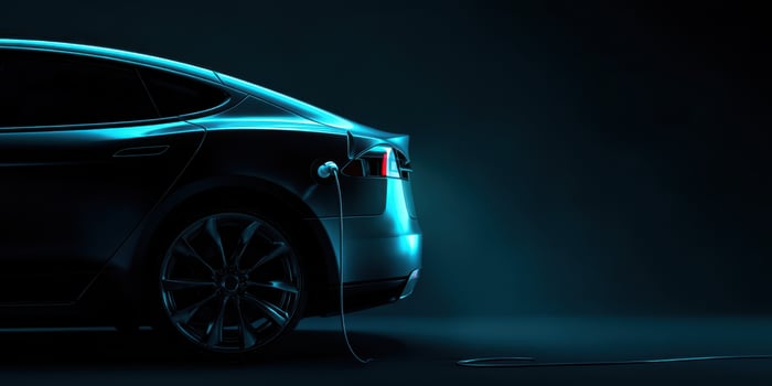 The Electric Car Charging in a Futuristic, Stylish Environment photo