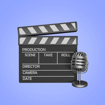 3D clapperboard with mic photo