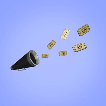 3D megaphone with cinema ticket photo