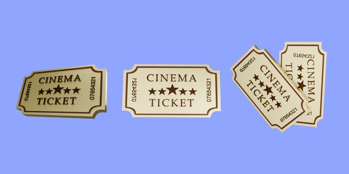 3D cinema gold ticket photo