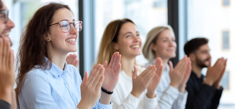 Applause, business meeting, office, success. Stock photo