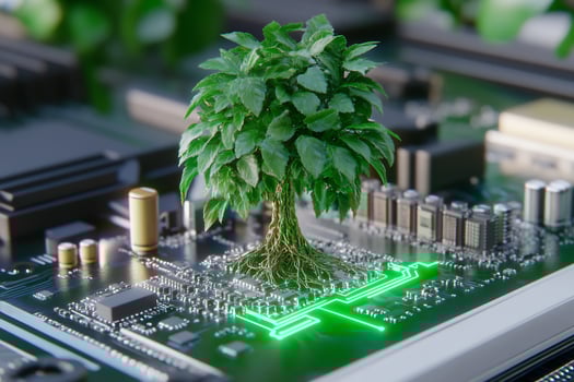 Green tree on a motherboard photo