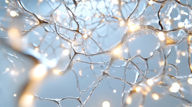 Illuminated neuron network, medical research, science background photo