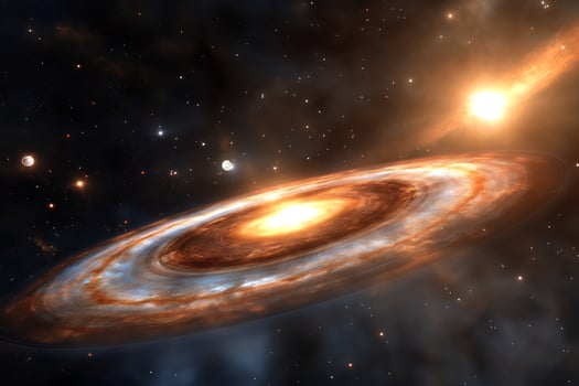 Spiral galaxy, star formation, space, cosmic dust, background stars, science fiction art photo