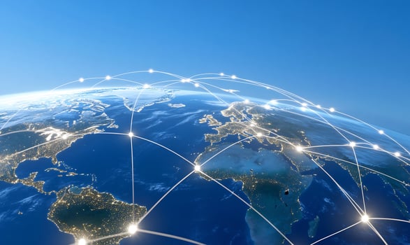 Global network connection, earth at night photo