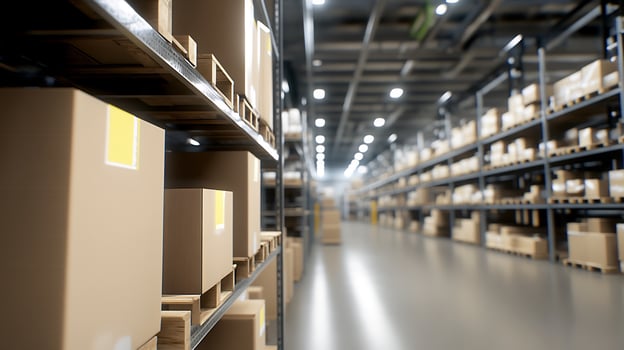 Warehouse inventory, cardboard boxes, logistics, storage photo