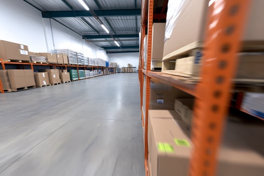 Warehouse Inventory Management Boxes on Shelves photo