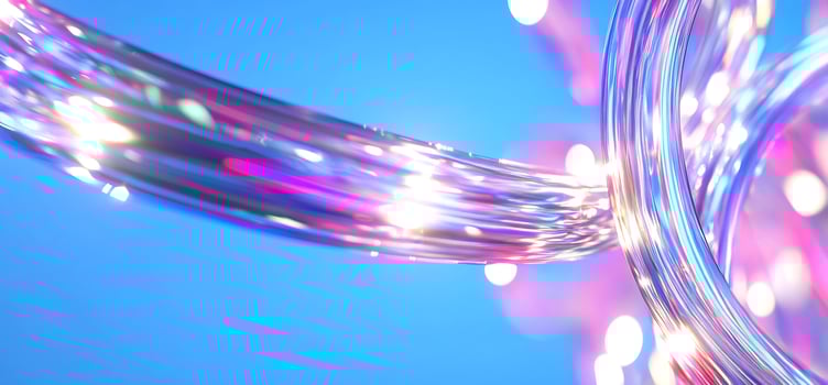 Abstract light fiber optic flow, blue background, data stream concept photo