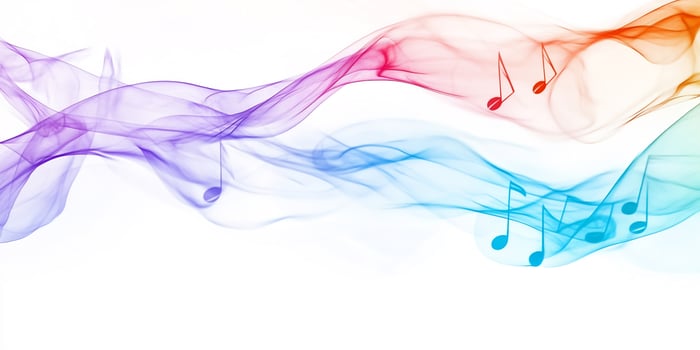Colorful smoke music notes abstract background photo