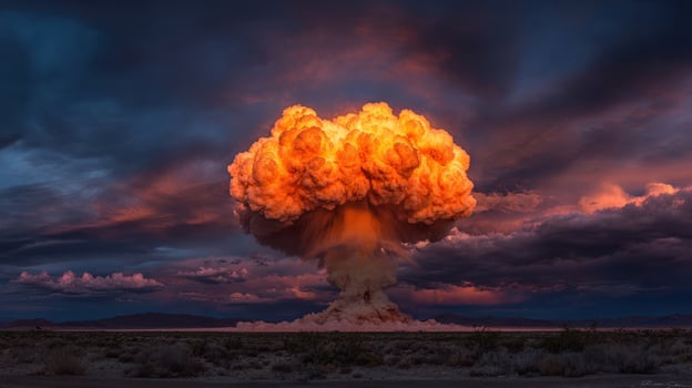 The vibrant explosion creating a dramatic sky with intense colors and powerful energy. photo