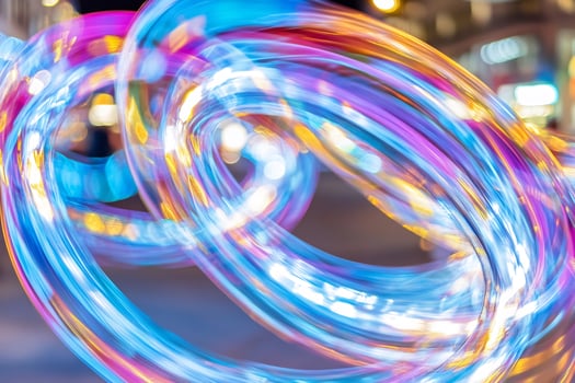 City night light trails swirl photo