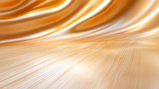 Golden silk drapes over wood elegant background photo