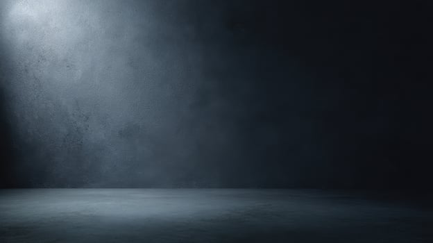 The empty dark space illuminated with dramatic lighting and textural elements. photo