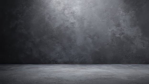 The textured gray wall with smooth concrete floor in minimalist presentation. photo