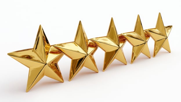 The gleaming gold stars symbolizing excellence and outstanding performance. photo