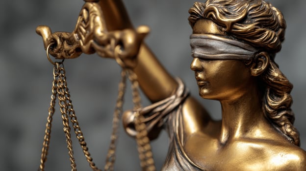 The Justice Statue Holding Scales Symbolizing Fairness and Law photo
