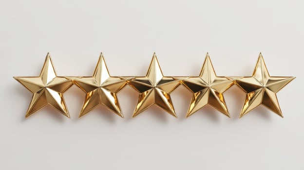 The golden five stars symbolizing excellence and high achievement. photo