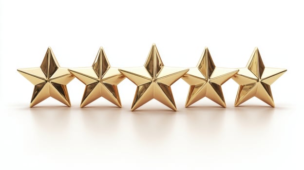 The five shiny golden stars representing excellence and achievement in awards. photo
