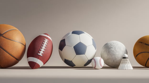 The Collection of Various Sports Balls on a Modern Background photo