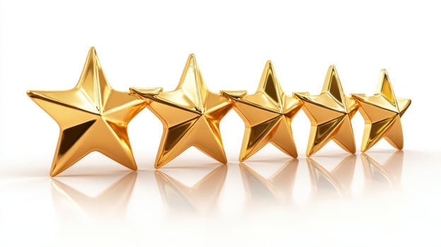 The shimmering golden stars representing excellence and high quality in design. photo