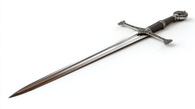 The ornate sword showcasing intricate design and craftsmanship for collectors. photo