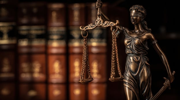 The statue of Justice symbolizes fairness and the rule of law in society. photo