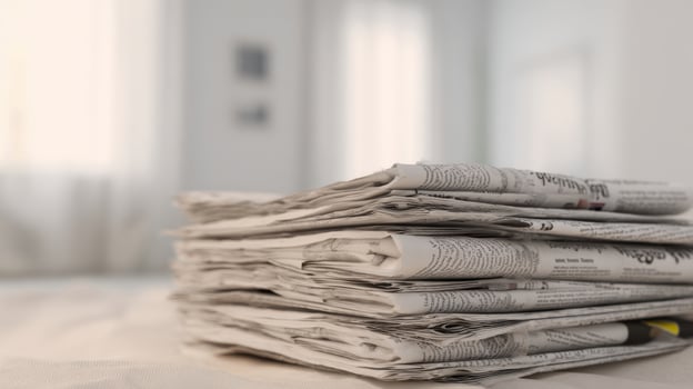 The stack of newspapers offers a glimpse into daily life and current events. photo