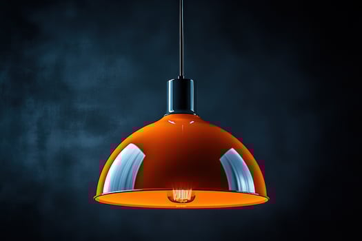 Orange pendant lamp fixture illumination studio shot photo